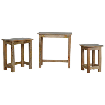 Country Solid Wood Stools/Tables, Set of 3
