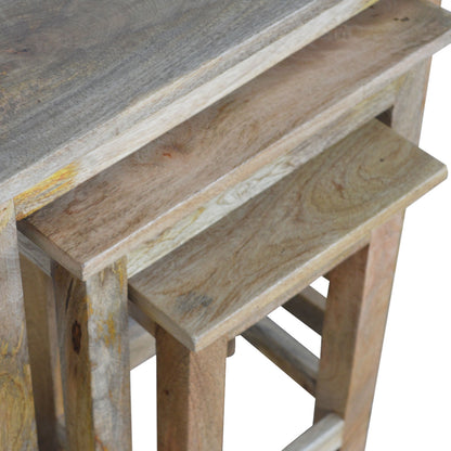 Country Solid Wood Stools/Tables, Set of 3