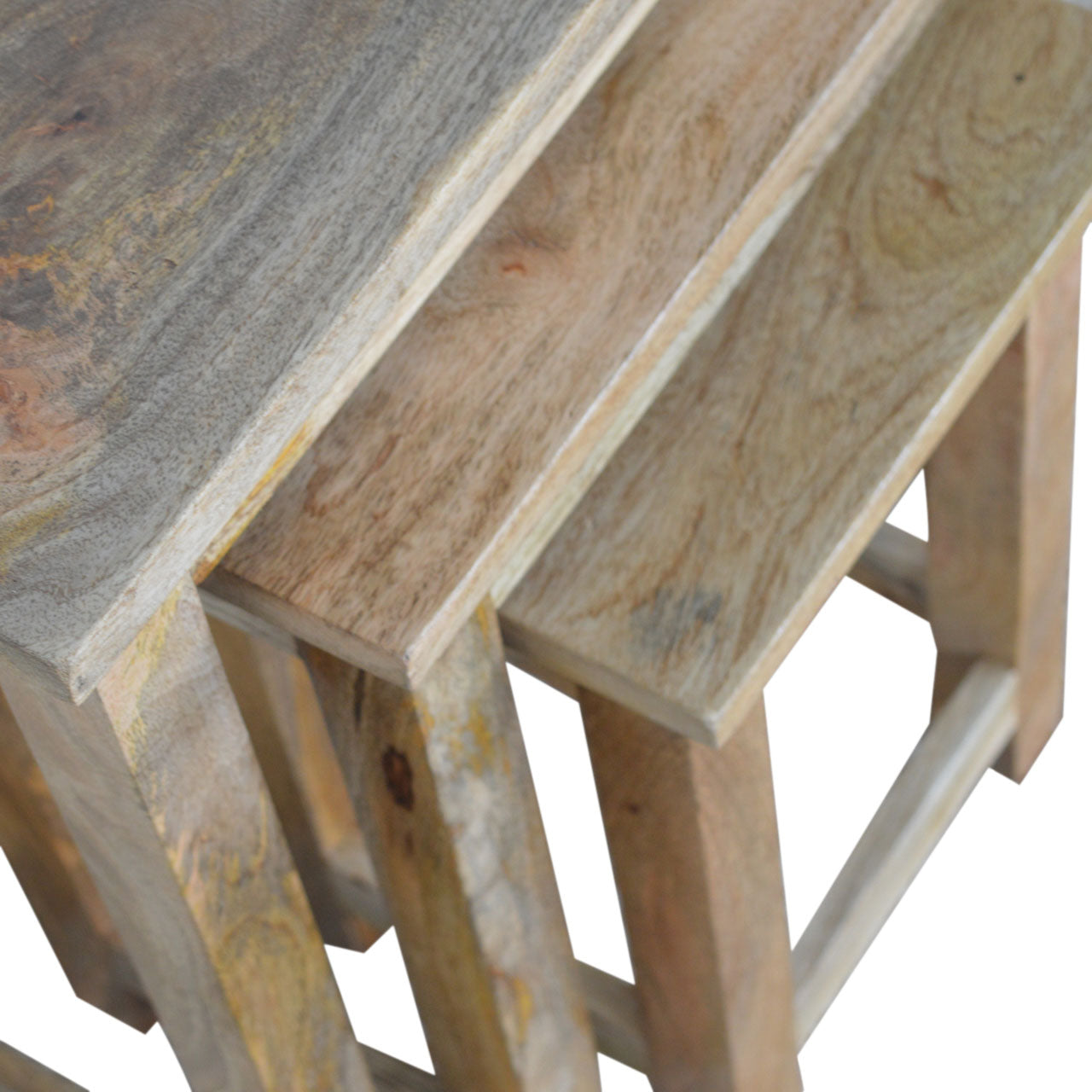 Country Solid Wood Stools/Tables, Set of 3