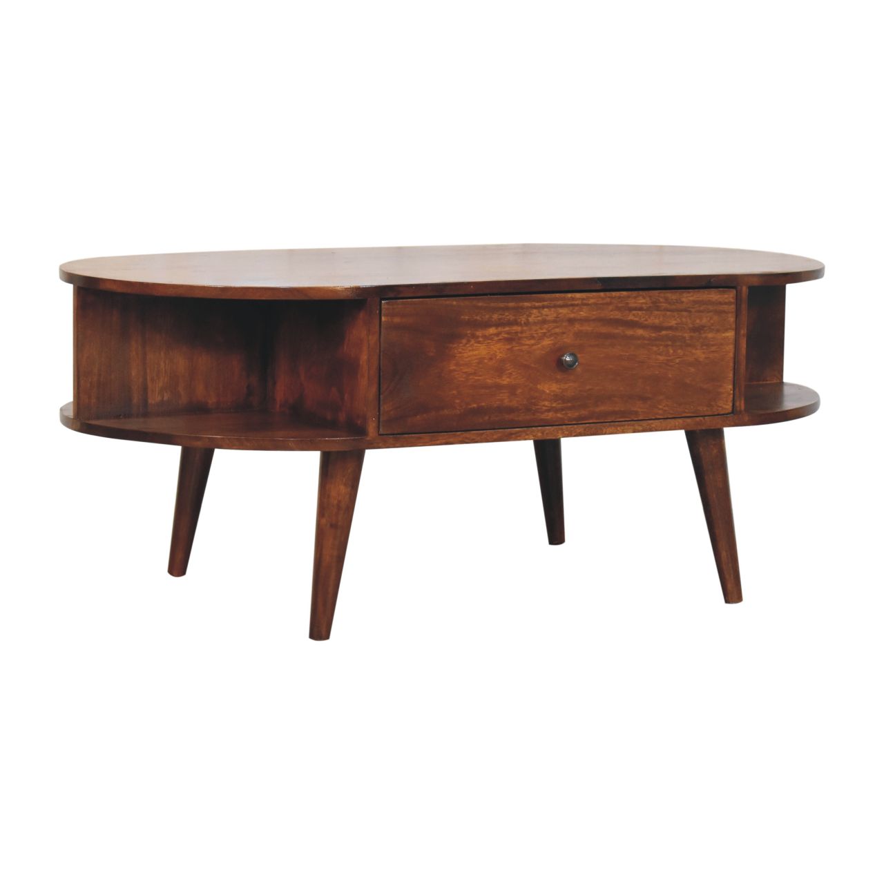 Chestnut Oval Coffee Table with 2 Drawers