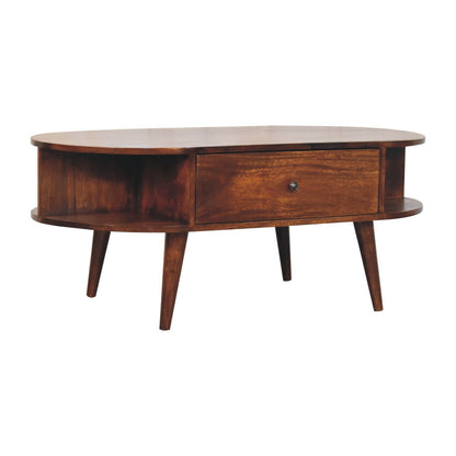 Chestnut Oval Coffee Table with 2 Drawers