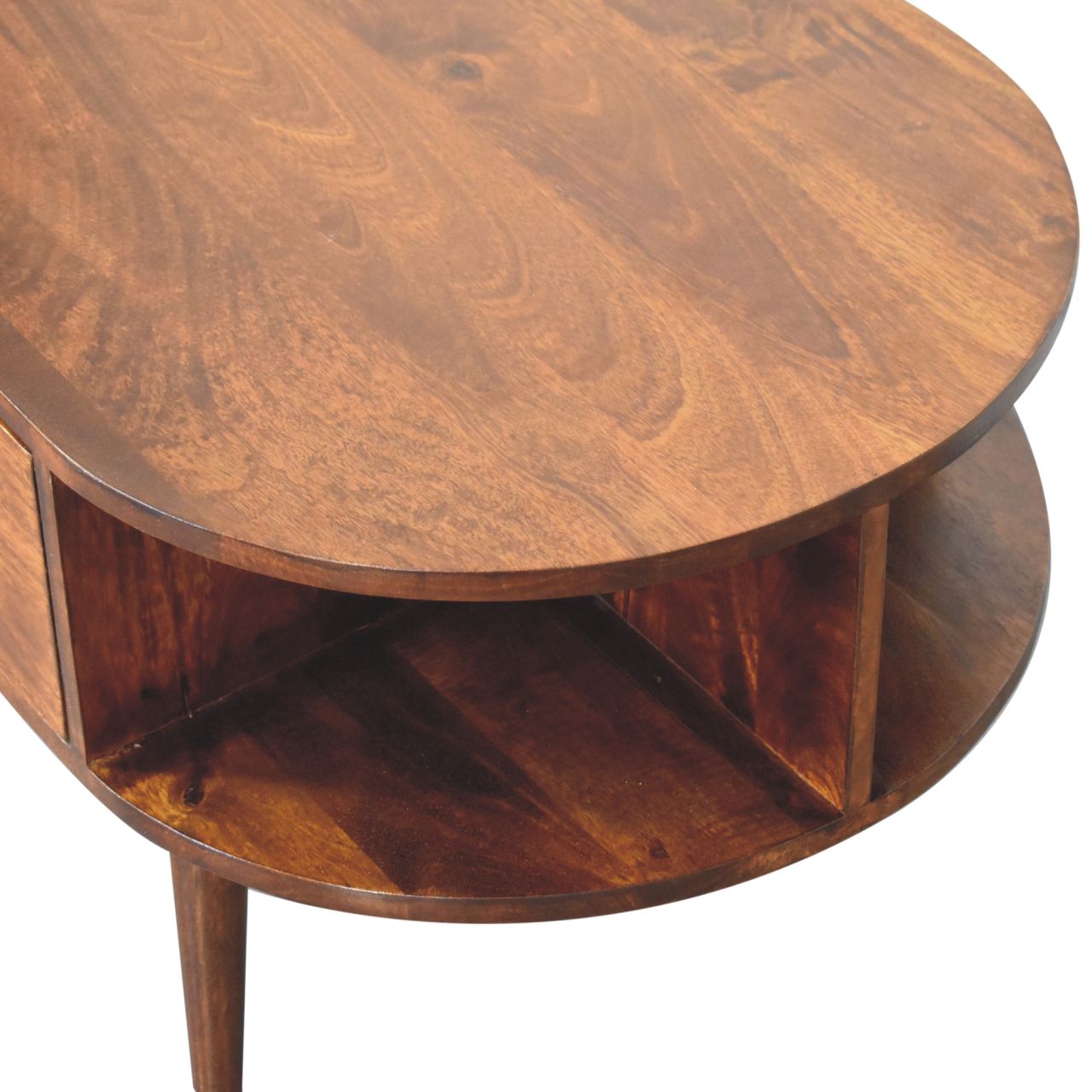 Chestnut Oval Coffee Table with 2 Drawers