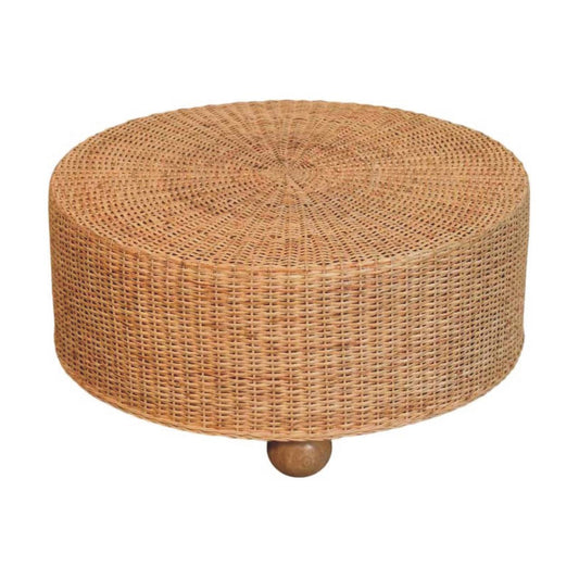Regency Round Woven Coffee Table with Ball Feet