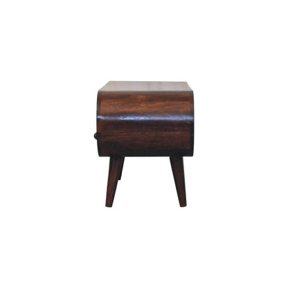 Walnut Curved Two Drawer Media Unit