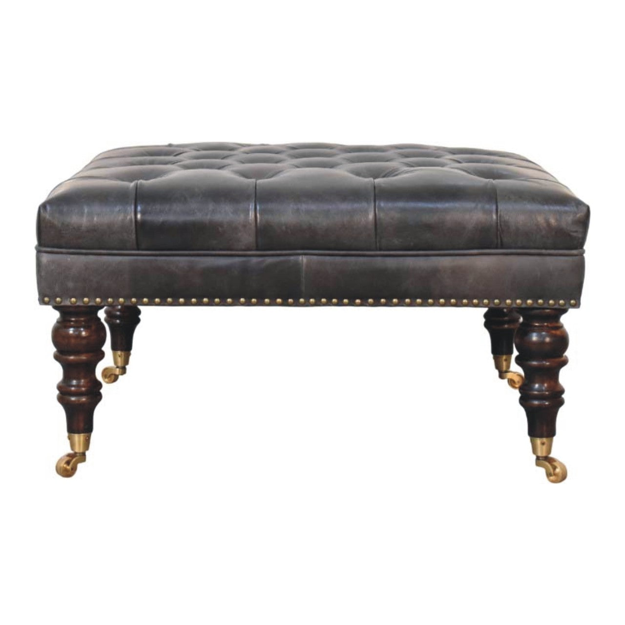 Black Leather Upholstered Coffee Table