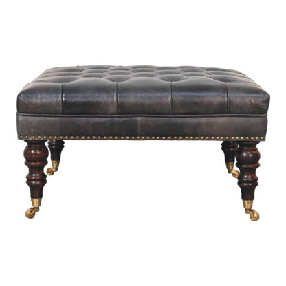 Black Leather Upholstered Coffee Table