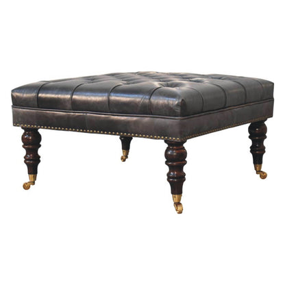 Black Leather Upholstered Coffee Table