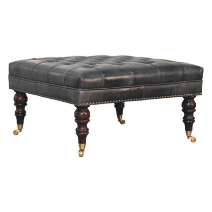 Black Leather Upholstered Coffee Table