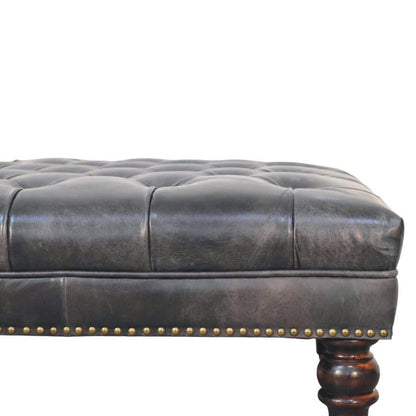 Black Leather Upholstered Coffee Table