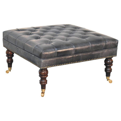 Black Leather Upholstered Coffee Table