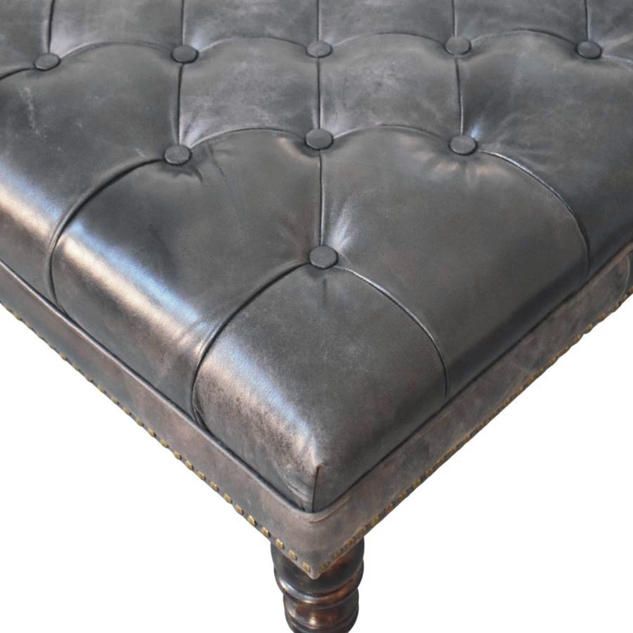 Black Leather Upholstered Coffee Table