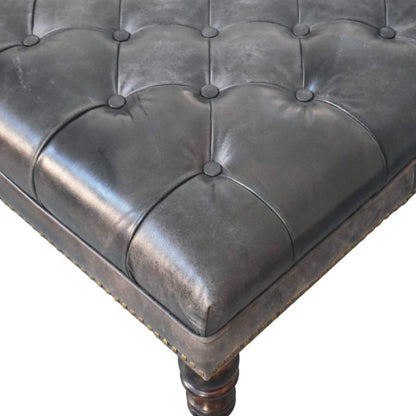 Black Leather Upholstered Coffee Table