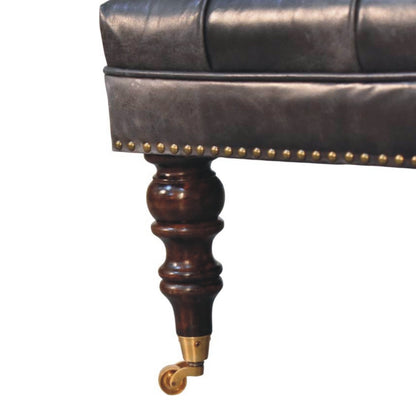 Black Leather Upholstered Coffee Table